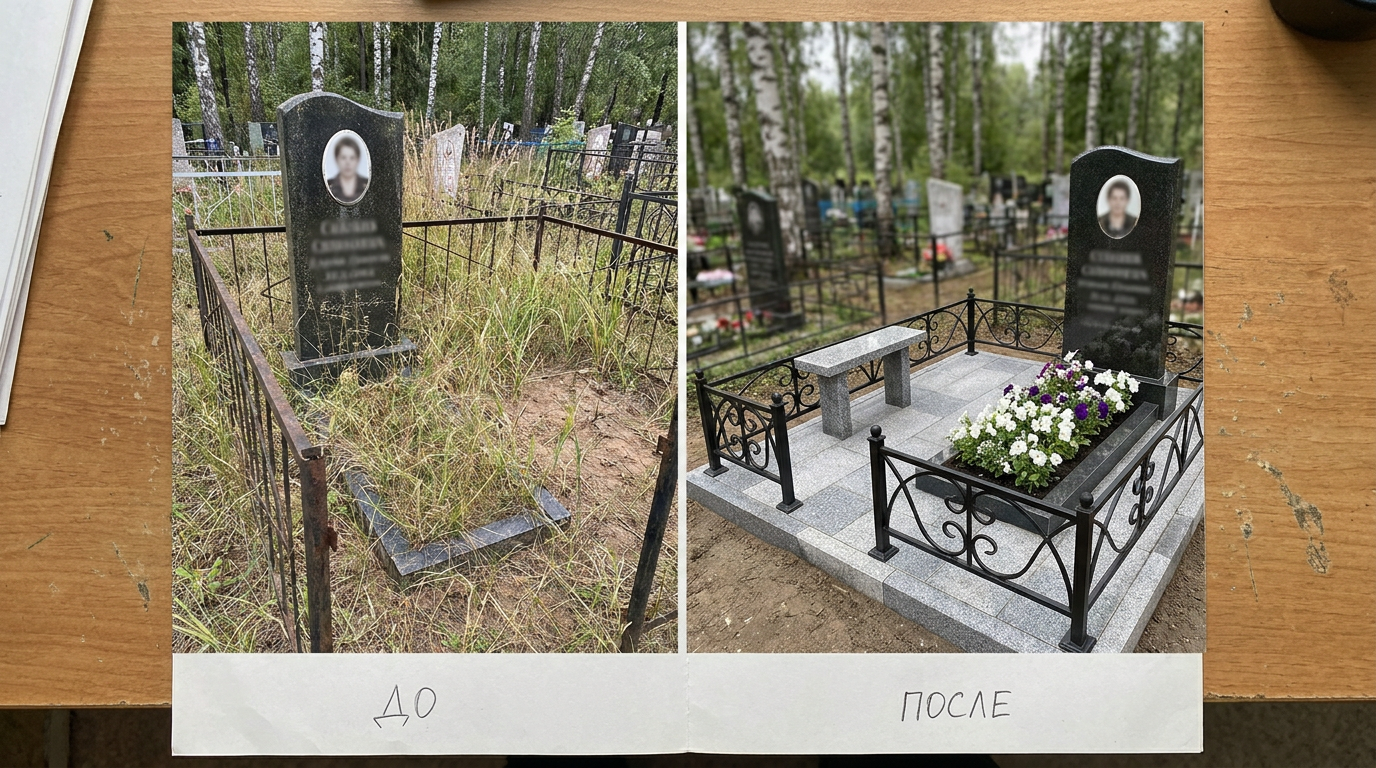 Благоустройство могилы в Челябинске — пример 1